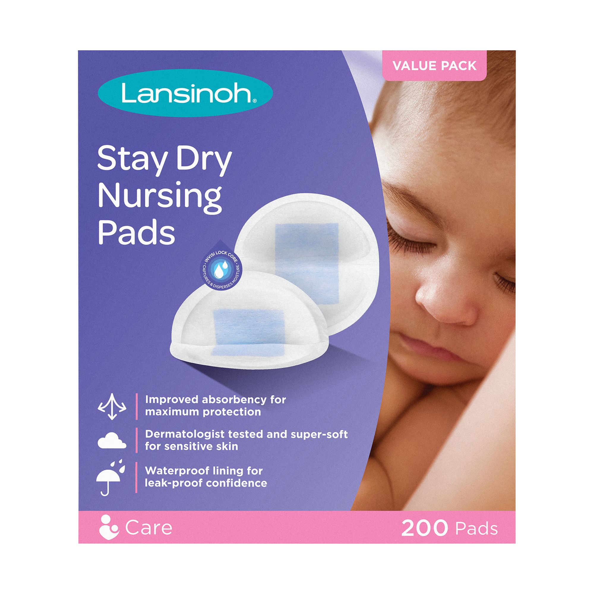 Lansinoh Nursing Pads, 2 Packs of 100 (200 Count) Stay Dry Disposable Breast  Pads : : Baby