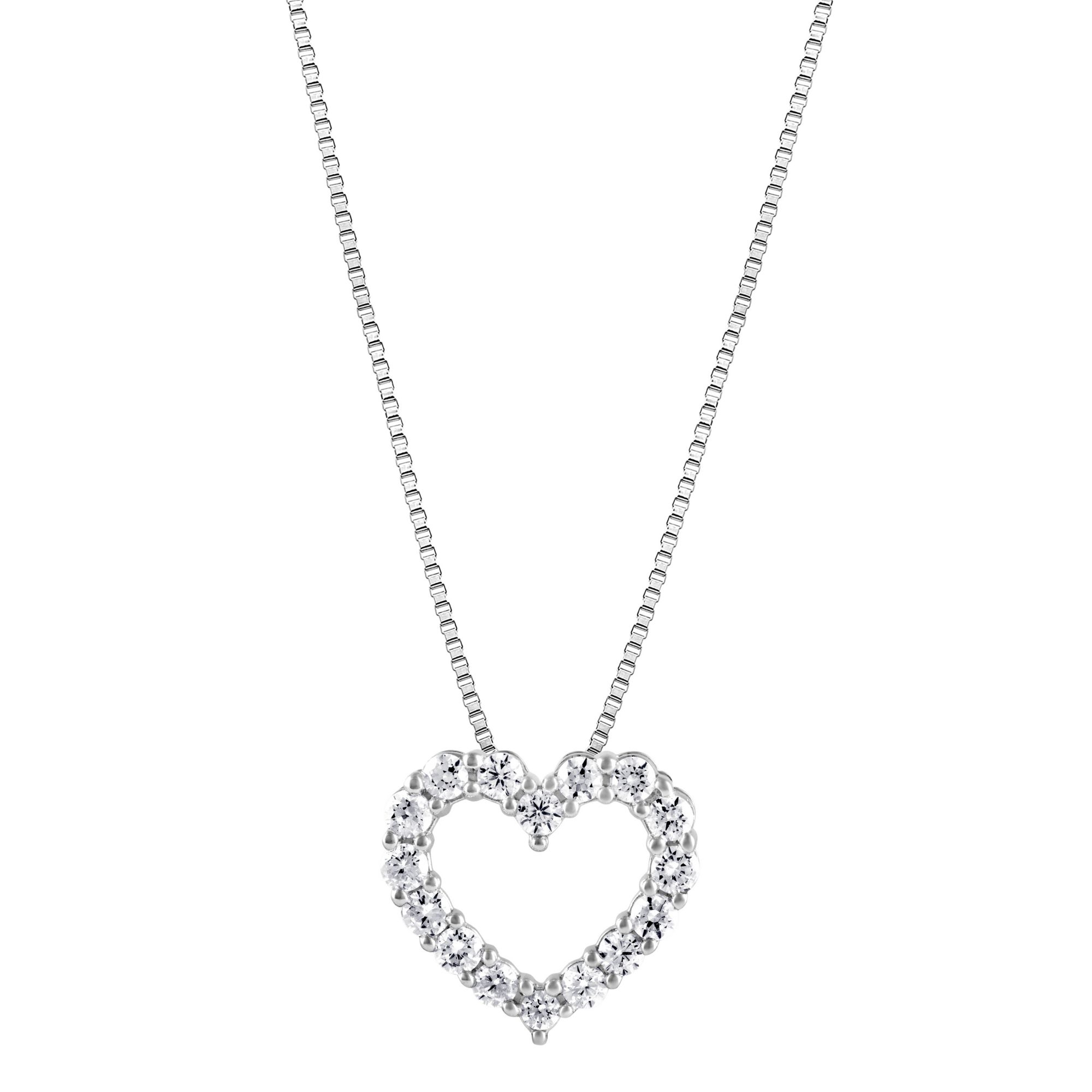 Diamond Open Heart 14K Gold Pendant & Chain Necklace Gift 