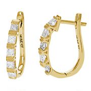 Amairah 1 ct. t. w. Princess Cut Diamond Hoop Earrings 14k Yellow Gold Milgrain Prong Set .75&quot;