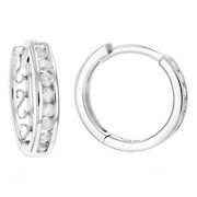 Amairah .33 ct. t. w. Diamond Hoop Earrings .925 Sterling Silver with Rhodium Channel Set Dangle .50&quot;