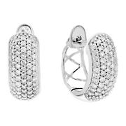 Amairah .50 ct. t. w. Diamond Hoop Earrings .925 Sterling Silver with Rhodium Cluster Prong Set .50&quot;