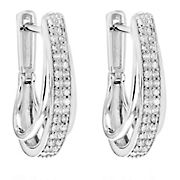 Amairah .25 ct. t. w. Diamond Hoop Earrings .925 Sterling Silver with Rhodium Prong Set Dangle .75&quot;