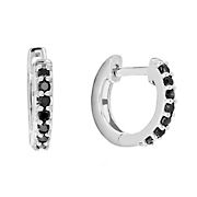 Amairah .25 ct. t. w. Black Diamond Hoop Earrings .925 Sterling Silver with Rhodium Prong Set .50&quot;