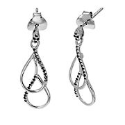 Amairah .16 ct. t. w. Black Diamond Dangle Earrings .925 Sterling Silver with Rhodium Prong Set .75&quot;