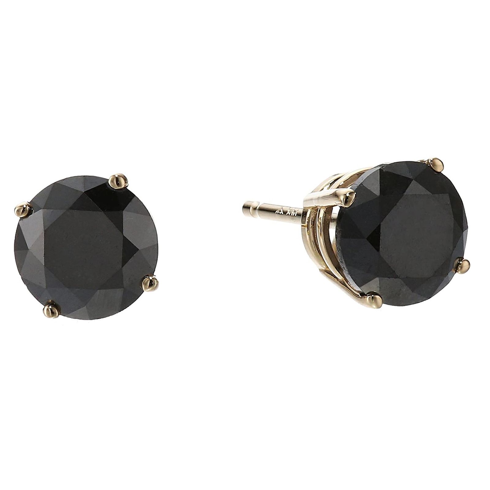 Amairah 1 ct. t. w. Black Diamond Stud Earrings 14k Yellow Gold Round Prong Basket Set