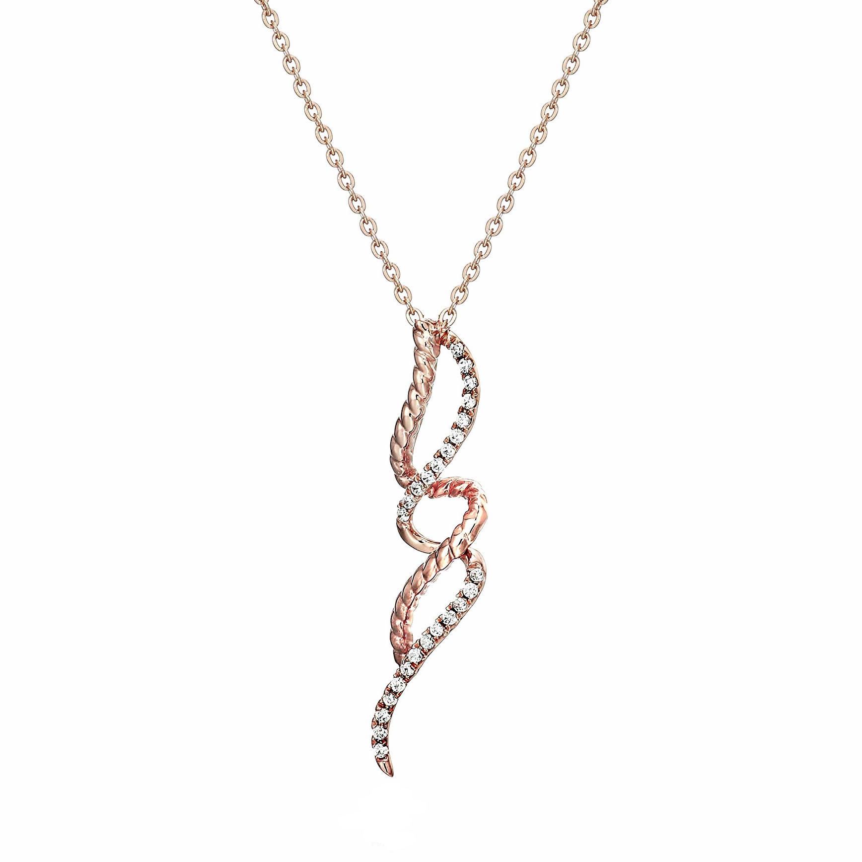 Amairah .10 ct. t. w. Diamond Swirl Pendant Necklace 14k White and Rose Gold, 18&quot; Chain