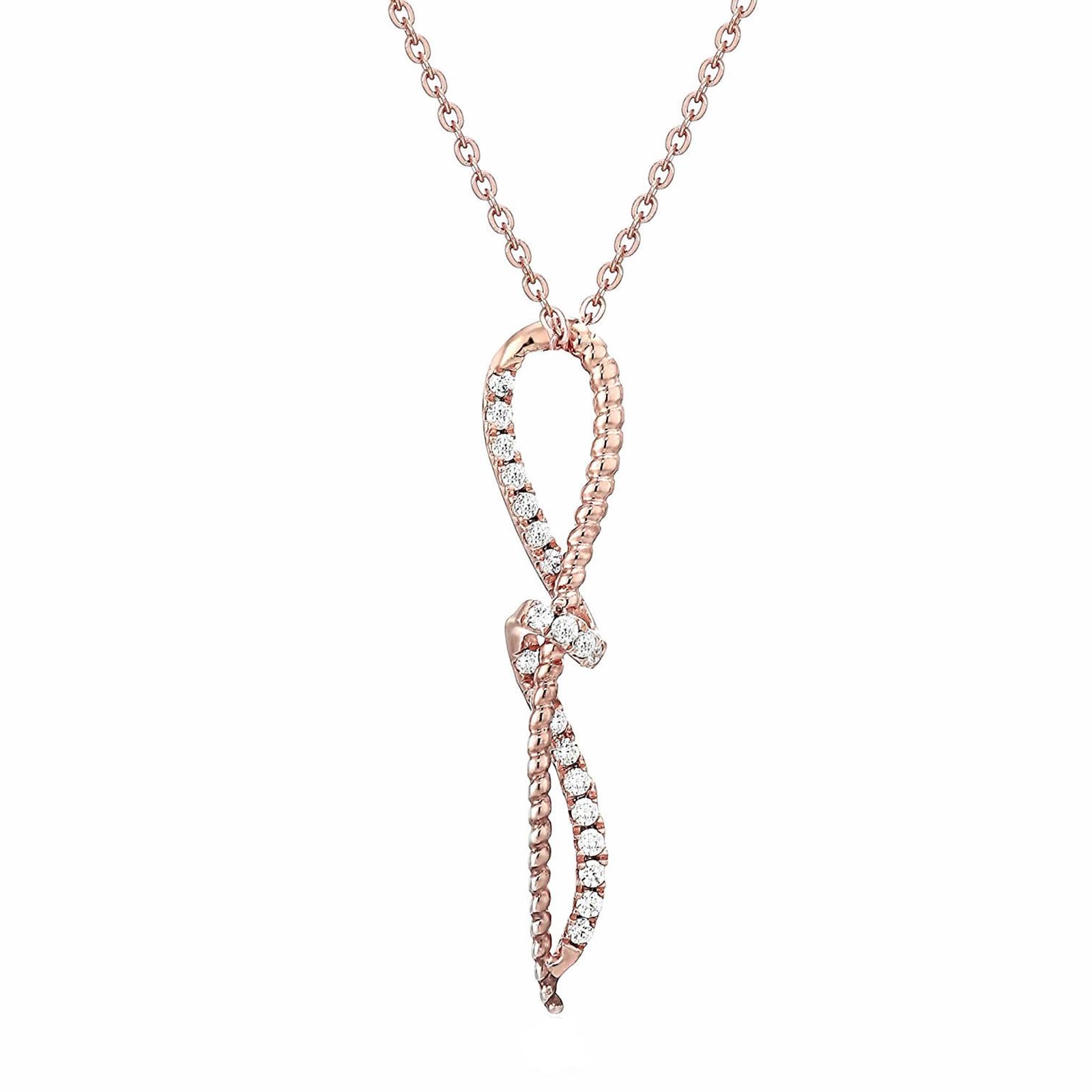 Amairah .16 ct. t. w. Diamond Knot Pendant Necklace 14k White and Rose Gold, 18&quot; Chain