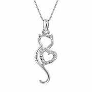 Amairah .10 ct. t. w. Diamond Cat Pendant Necklace 14k White Gold, 18&quot; Chain