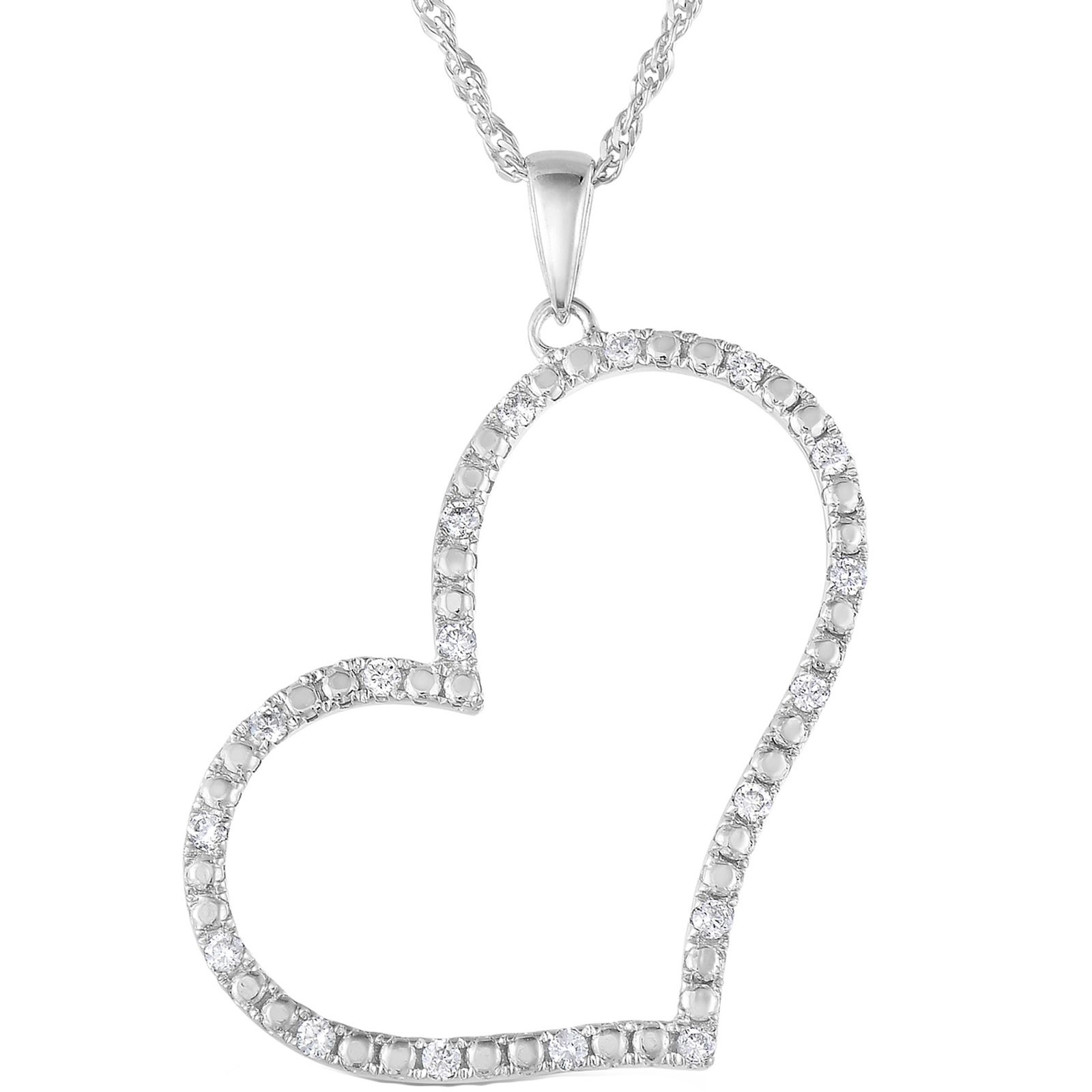 Amairah .25 ct. t. w. SI2-I1 Diamond Heart Pendant Necklace 18k White Gold, 18&quot; Chain