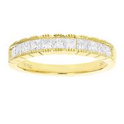 Amairah .75 ct. t. w. Princess Cut Diamond Wedding Band with Milgrain 14k Yellow Gold Channel Set, Size 7