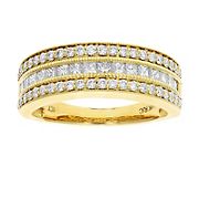 Amairah 1 ct. t. w. Princess and Round Diamond Wedding Band with Milgrain 14k Yellow Gold, Size 6