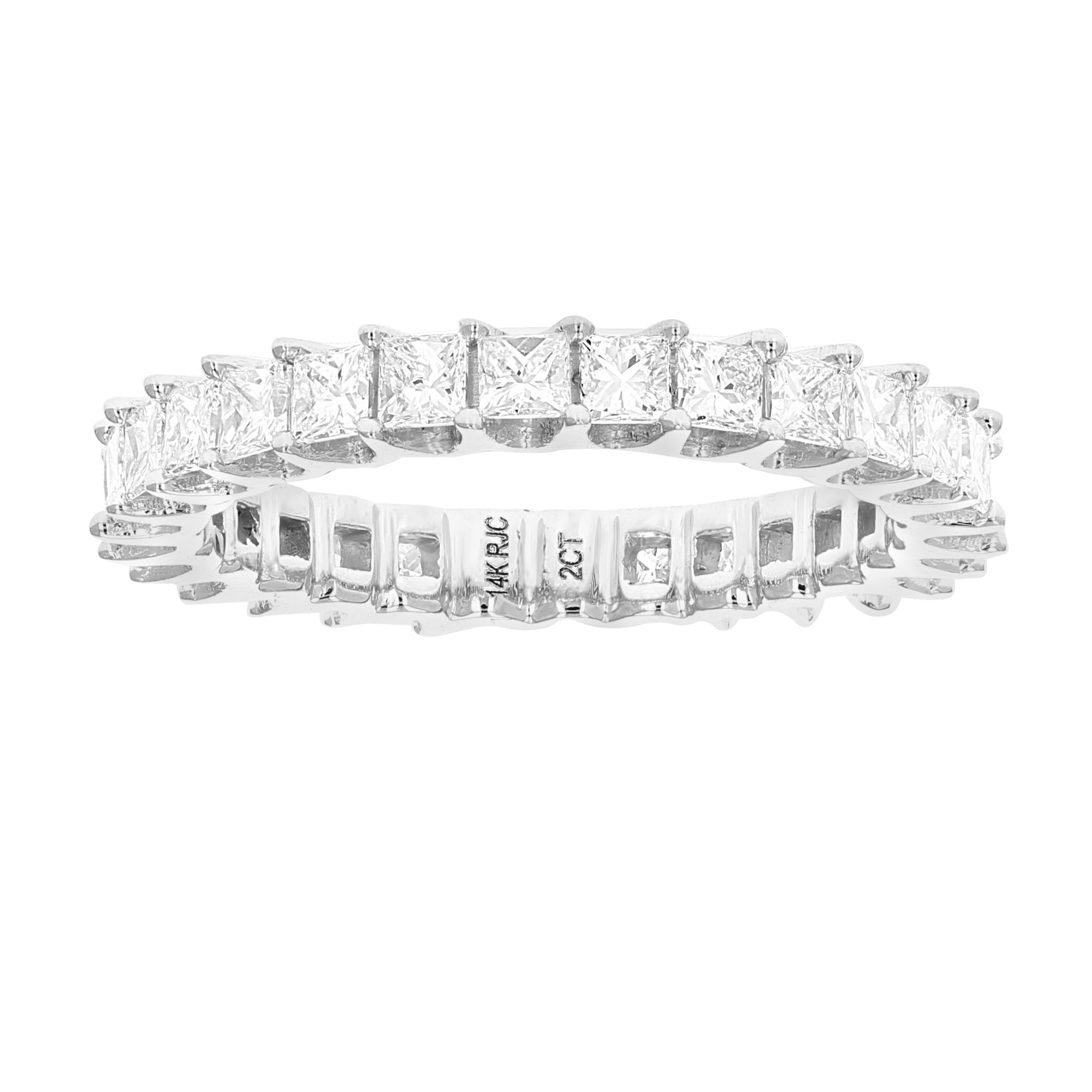 Amairah 2 ct. t. w. Princess Cut Diamond Eternity Ring for Women, 14k White Gold Prong Set, Size 6