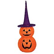 Northlight 30&quot; Pop Up Lighted Tinsel Stacked Jack-O-Lanterns Halloween Decoration