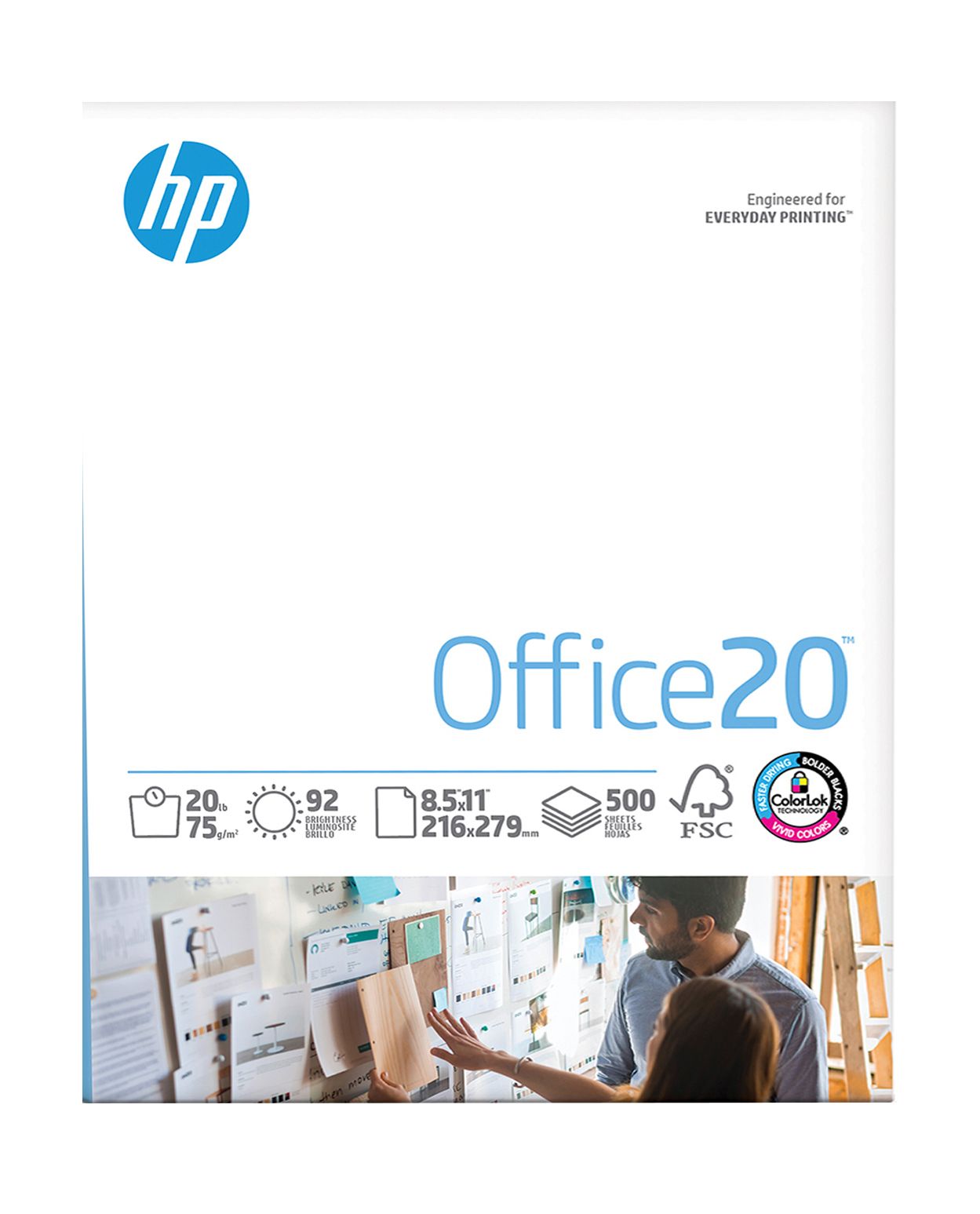 HP White Office Copy Paper, 92 Brightness, 20 lbs., Letter, 3 Reams, 1,500 sheets