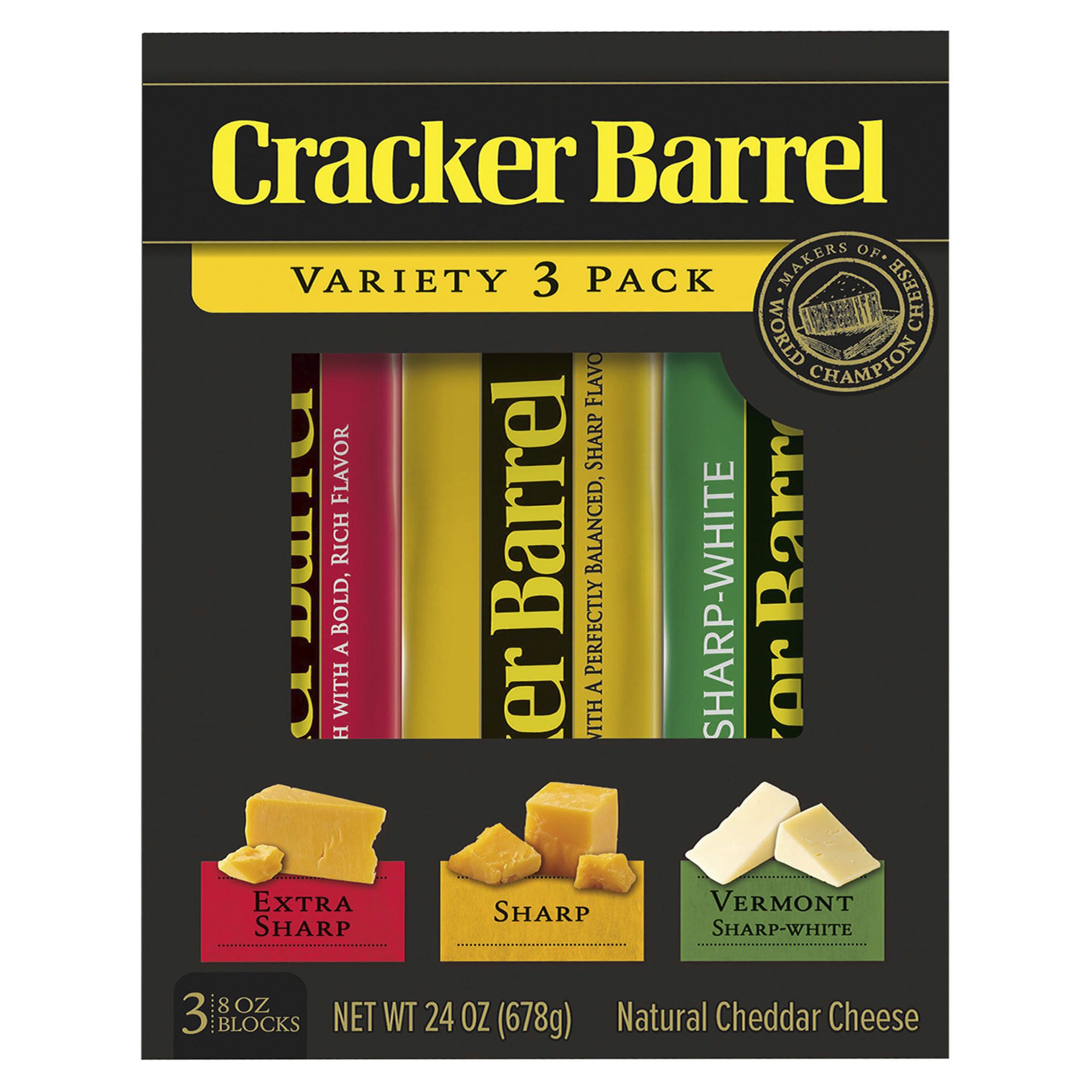 Cracker Barrel Cheddar Cheese Variety Pack, 3 pk./8 oz.