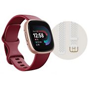 Fitbit Versa 4 Fitness Smartwatch Bundle -  Beet Juice/Copper Rose