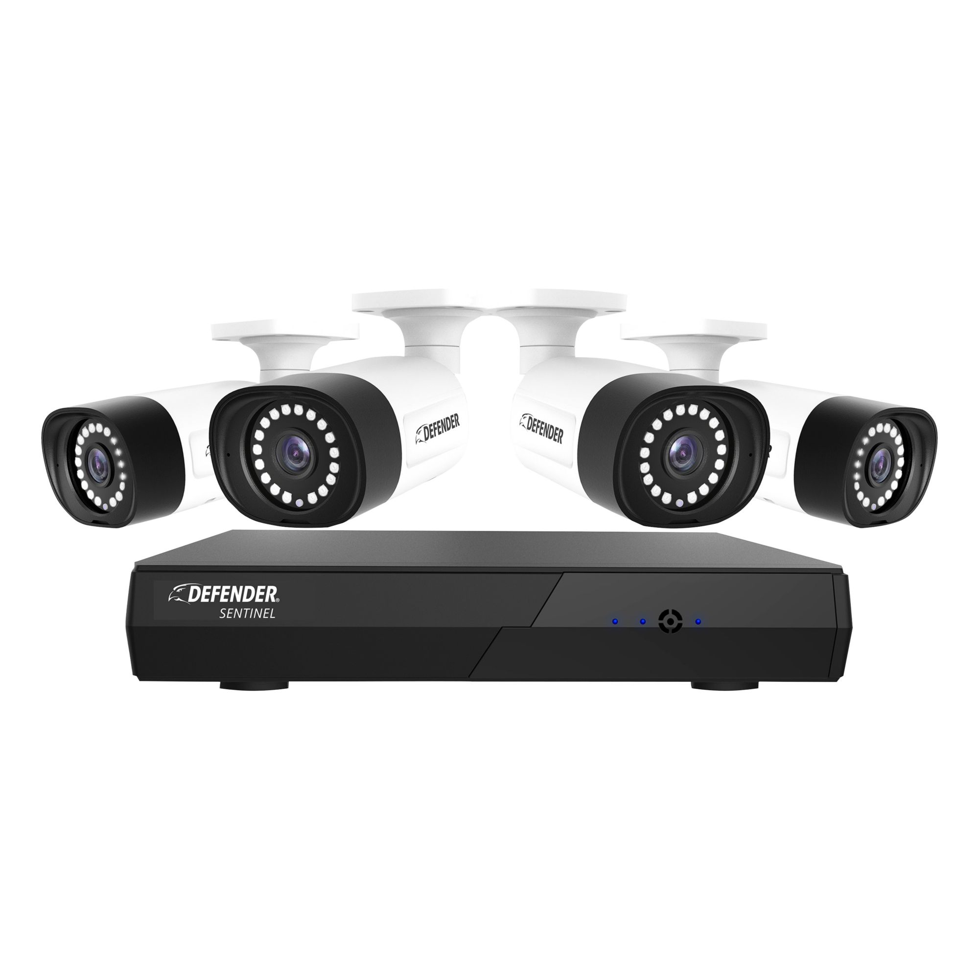 Defender Sentinel 8-Channel 4-Camera 4K Metal Security System with 1TB HDD NVR, Color Night Vision, and Human Detection
