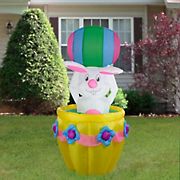 Northlight 5.5' Lighted and Animated Inflatable Easter Bunny Basket Outdoor Decoration