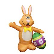 Northlight 48&quot; Inflatable Lighted Easter Bunny with Egg Outdoor Decoration