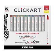 Zebra Pen CLiCKART 18-Pc. Retractable Marker Pen Set, Bullet Point Tip - Assorted Colors