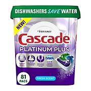 Cascade PlatinumPlus Dishwasher Detergent ActionPacs - Fresh Scent, 81 ct.
