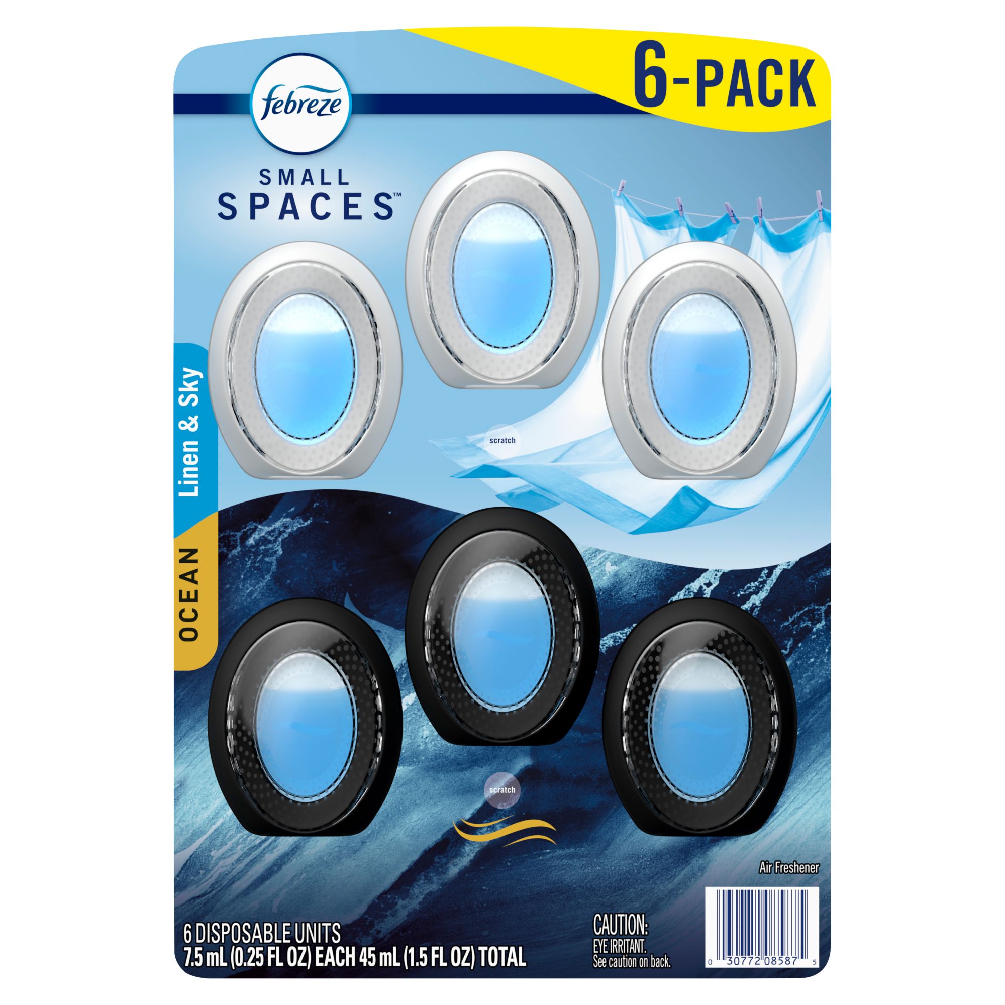 Febreze Small Spaces Air Freshener, 6 pk. - 3 Linen & Sky, Ocean Scents