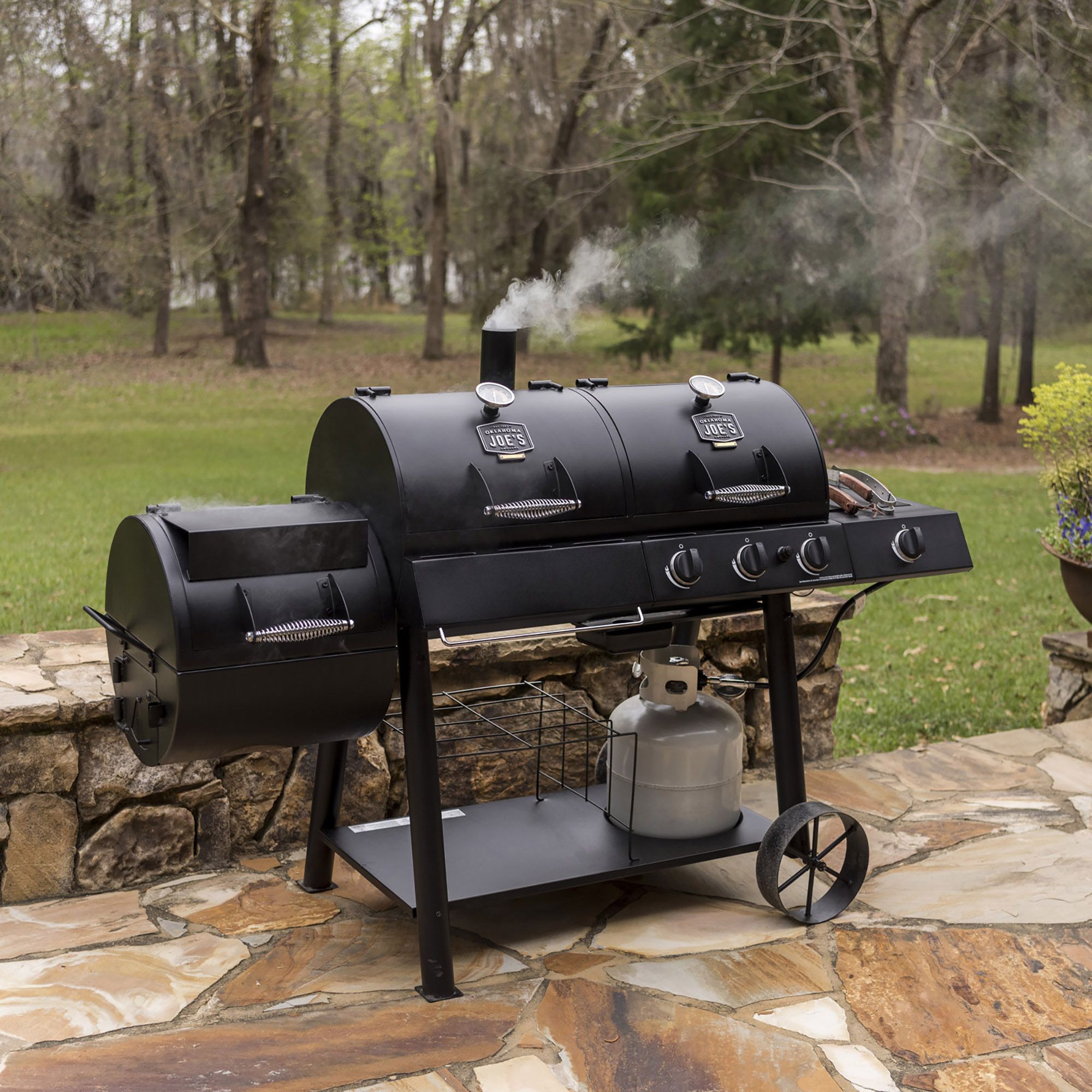 Oklahoma Joe's Longhorn Combo Charcoal/Gas Smoker and Grill with Cover