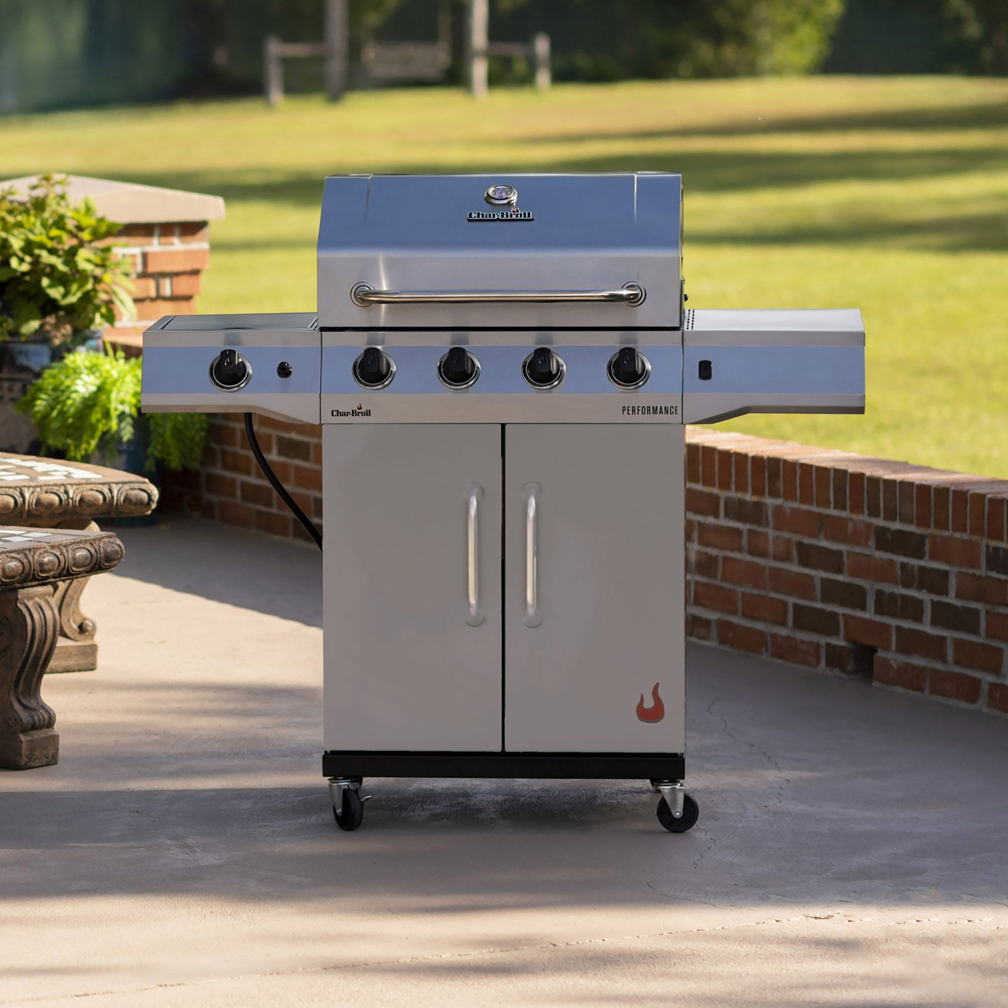 Char broil 4 burner gas grill with side burner best sale