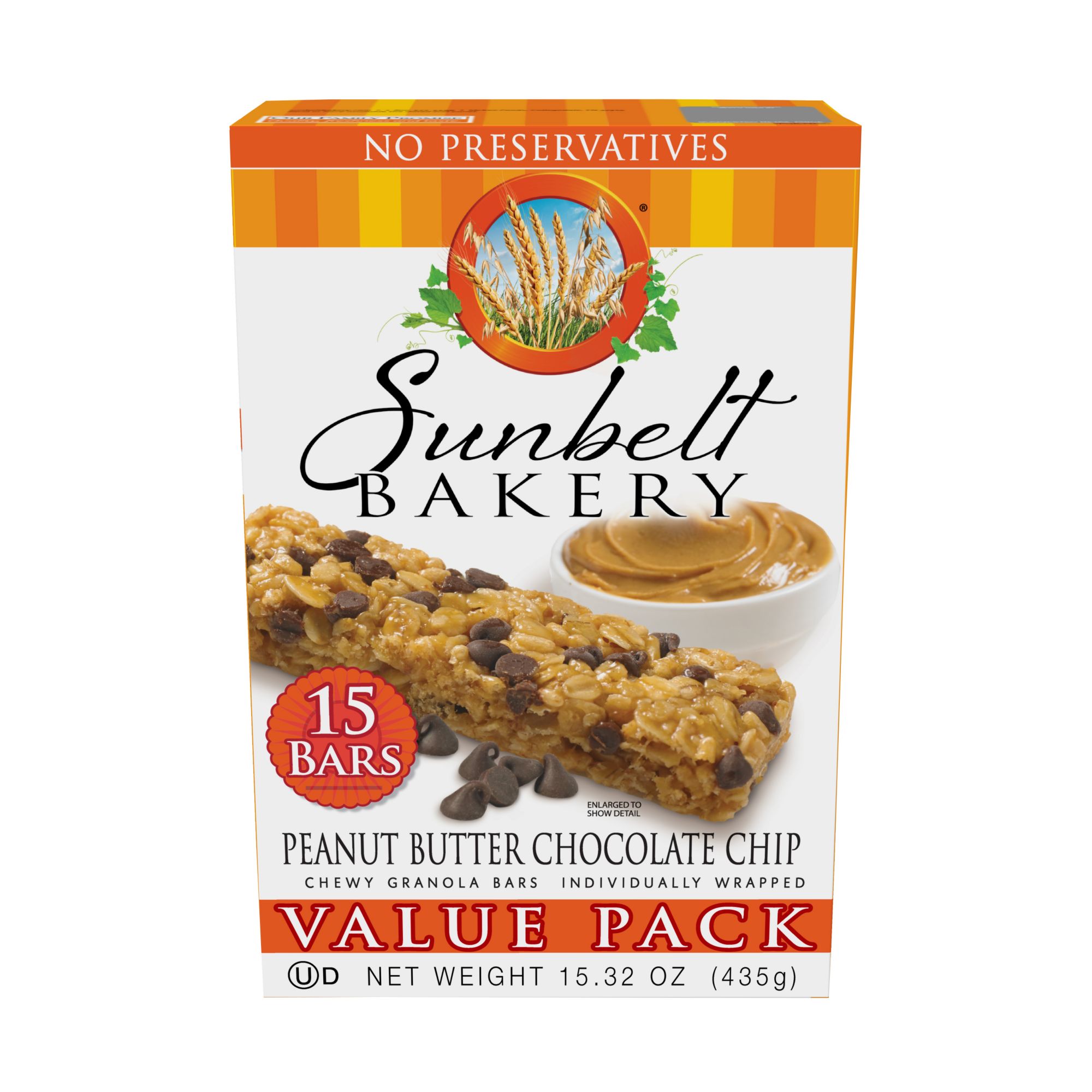 Sunbelt Bakery Peanut Butter Chocolate Chip Granola Bars, 15 pk.