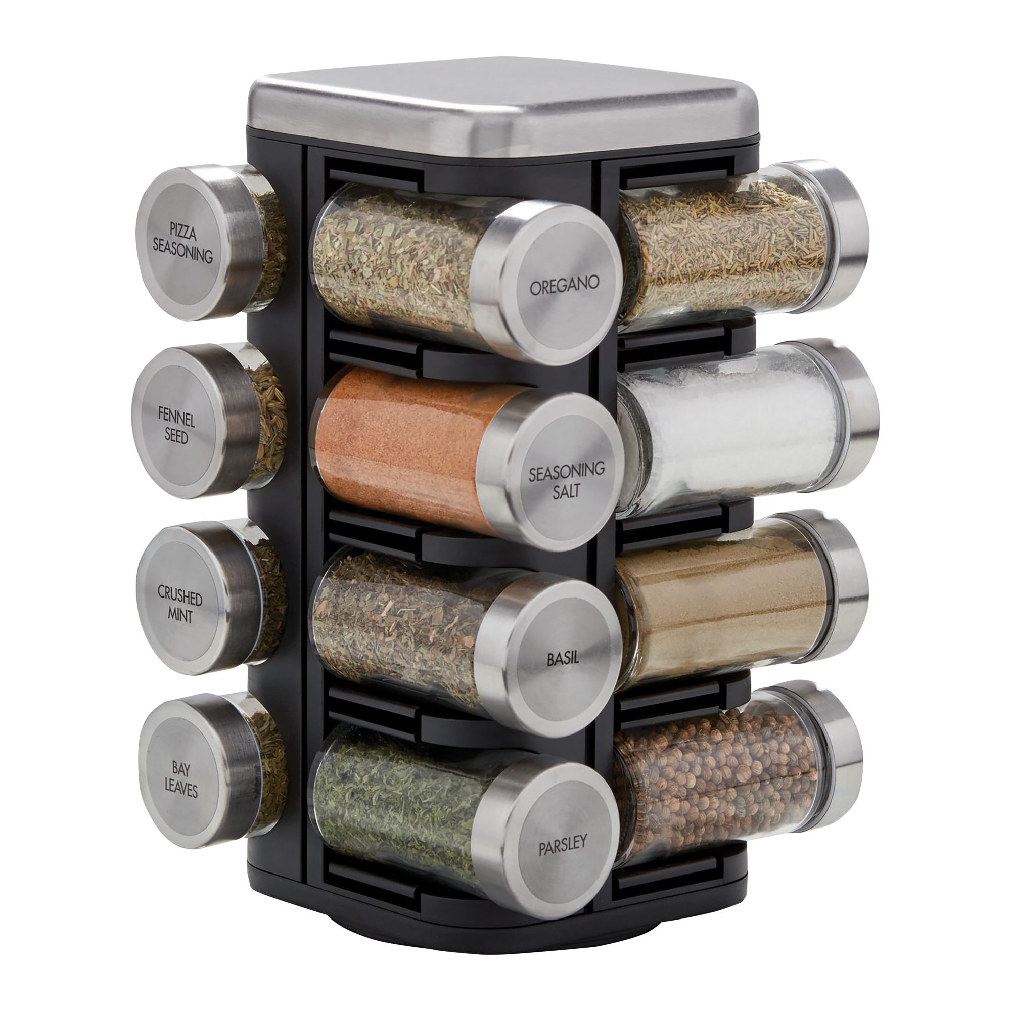 16 Jar Spice Rack Set White