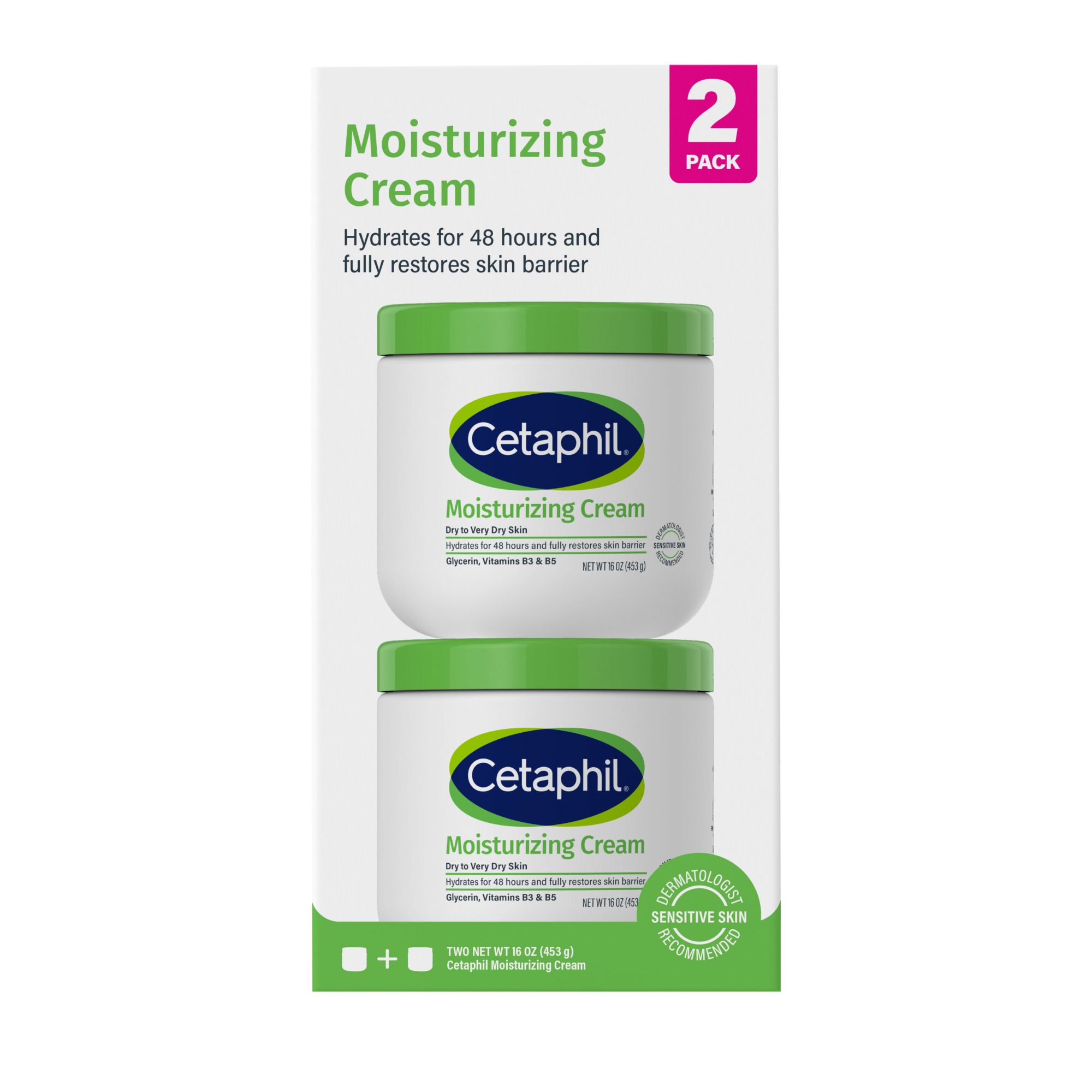 Cetaphil Moisturizing Cream, 2 pk./16 oz.