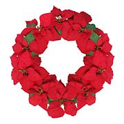 Northlight 24&quot; Red Artificial Poinsettia Flower Christmas Wreath