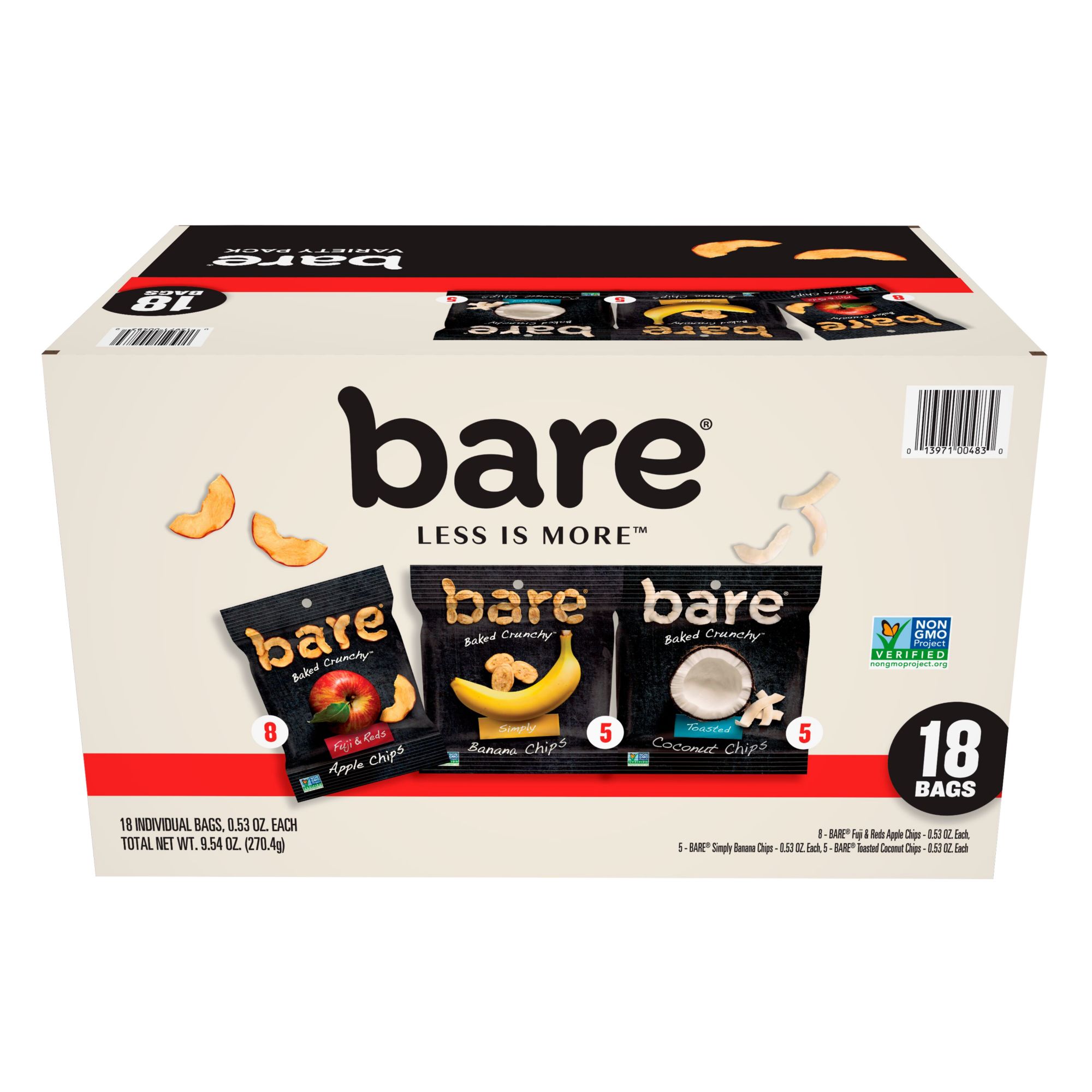 Bare Baked Crunchy Apple Chips, Banana Chips, and Coconut Chips, Variety  Pack, Gluten Free, 6 Count