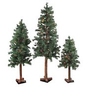 Northlight Pre-lit Slim Woodland Alpine Artificial Christmas Trees, 3 pc.