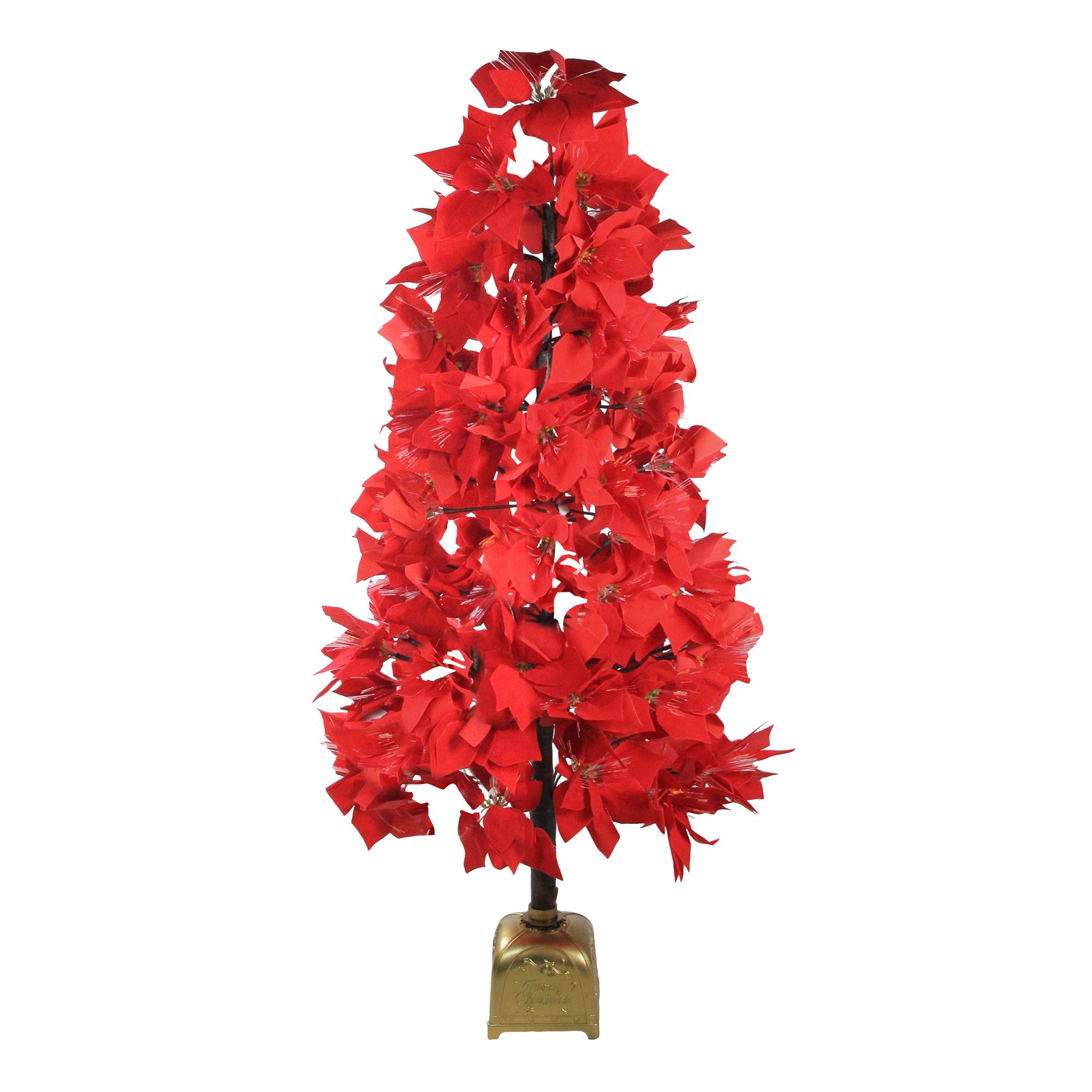 Northlight 4' Pre-lit Fiber Optic Color Changing Red Poinsettia Christmas Tree
