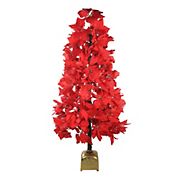 Northlight 4' Pre-lit Fiber Optic Color Changing Red Poinsettia Christmas Tree