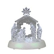 Northlight 7.5&quot; Lighted Holy Family in Stable Nativity Scene