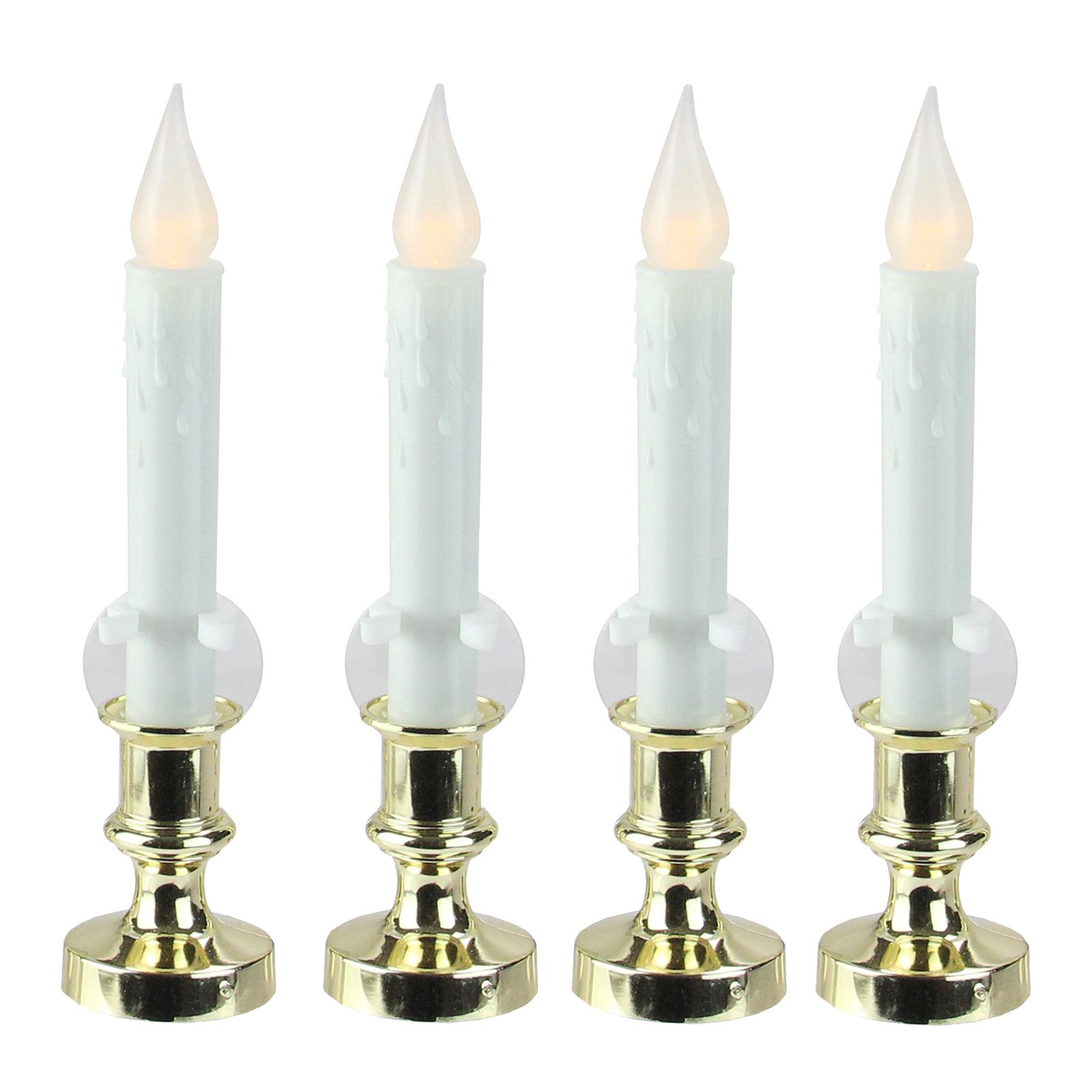 Northlight 8.5&quot; 4-Pc. White and Gold Flickering LED Christmas Candle Lamp