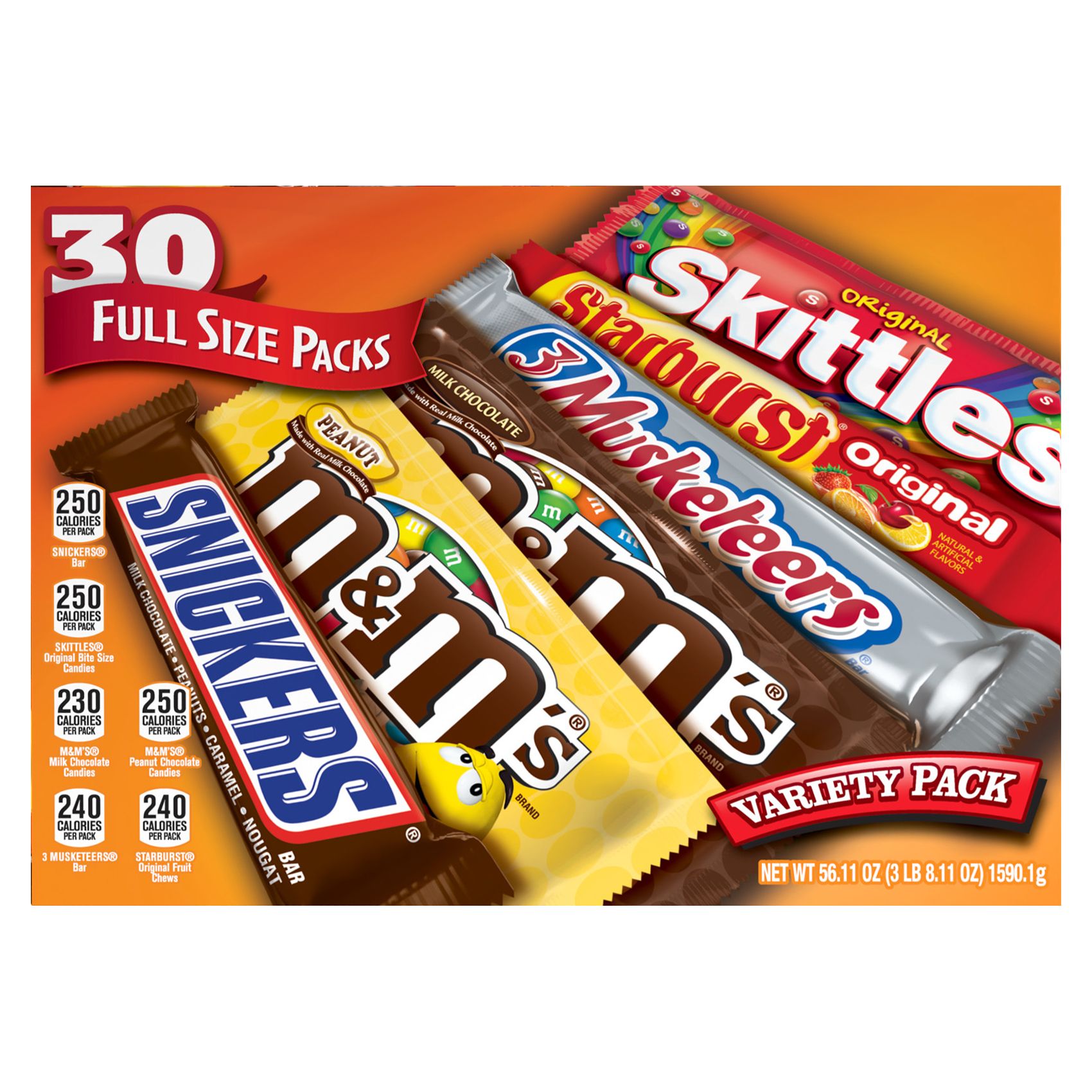M&M'S, Snickers, Skittles and More Chocolate Candy Bars, Bulk Full Size Fundraiser Pack, 30 ct.