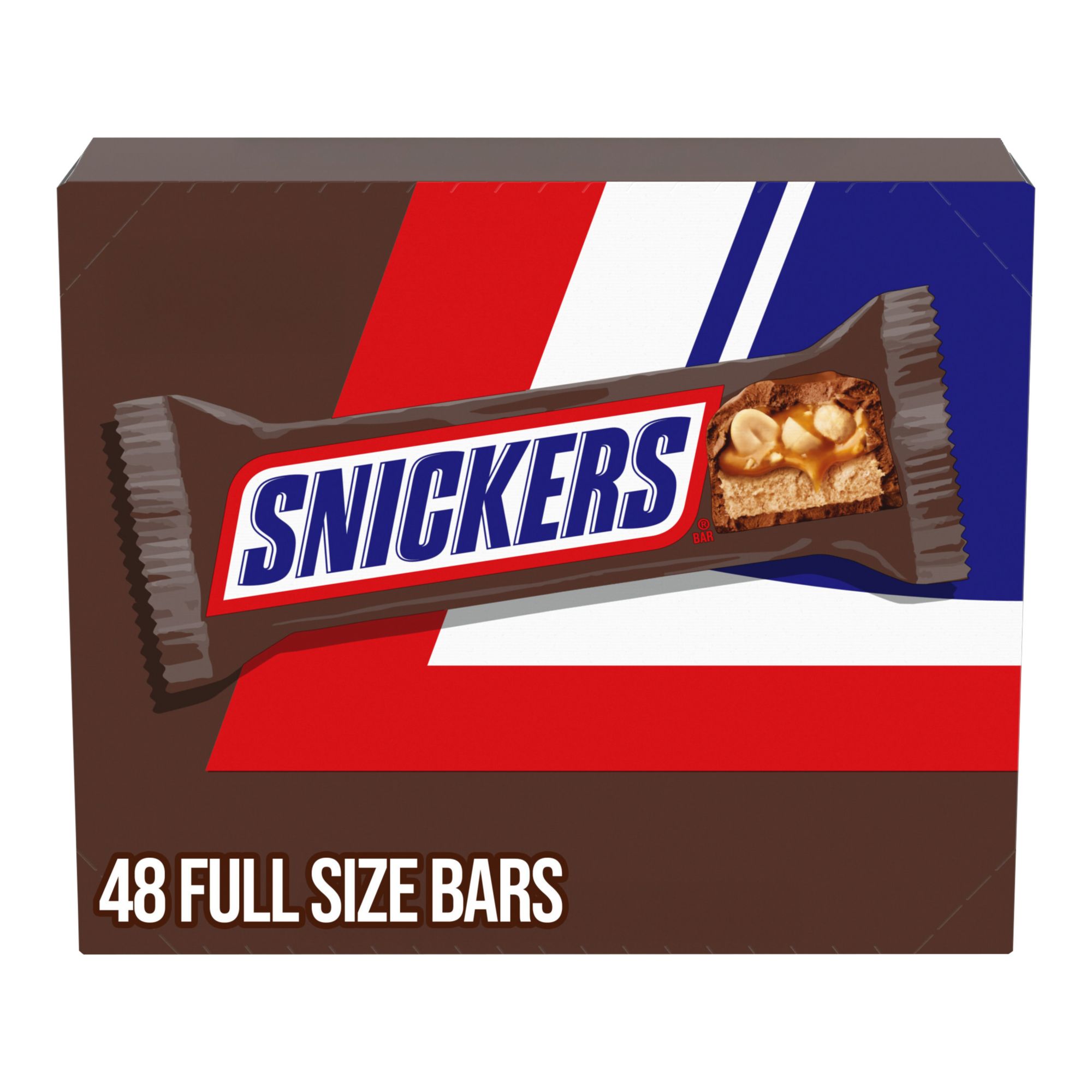 Snickers Chocolate Candy Bars, Peanut Full Size, 48 ct./1.86 oz.