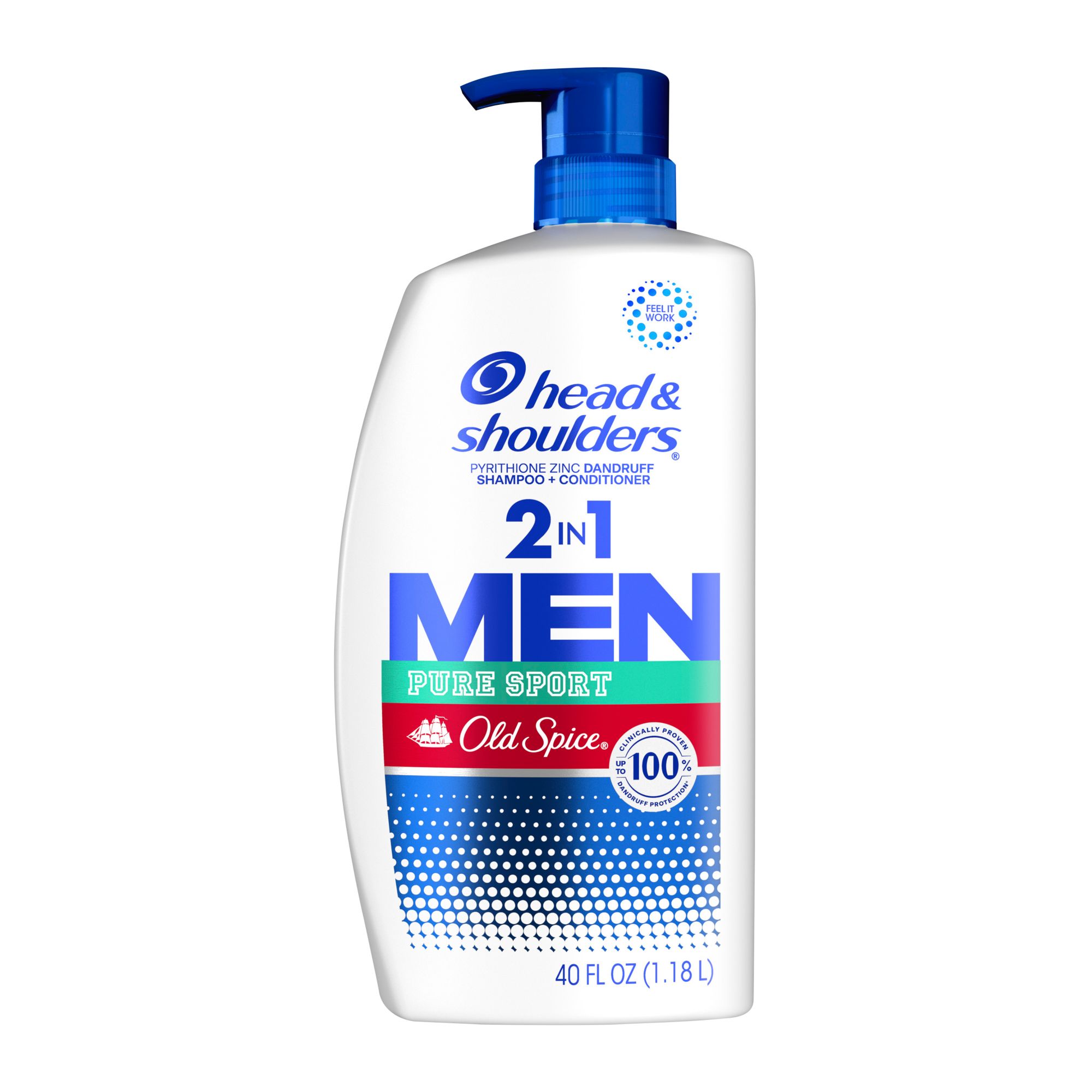 Head and Shoulders Men's 2-in-1 Dandruff Shampoo and Conditioner - Old Spice Pure Sport, 40 oz.