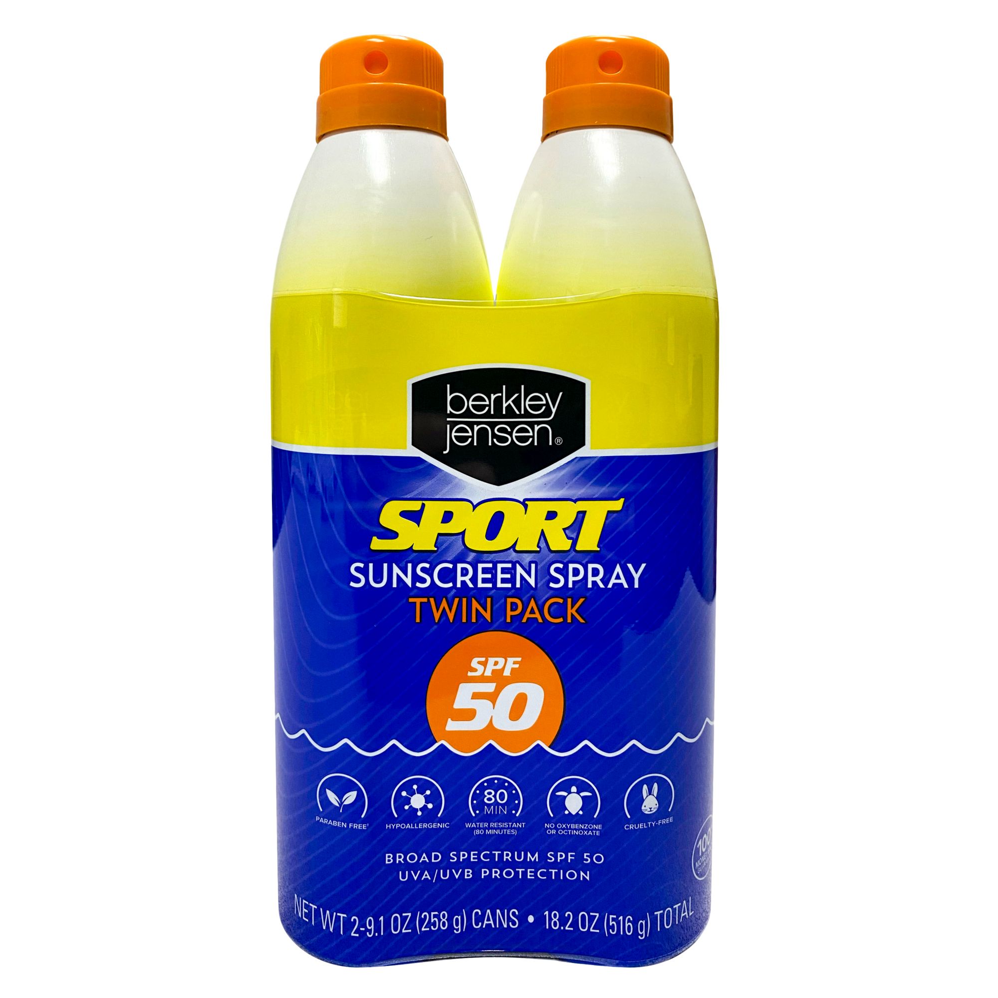 Berkley Jensen Sport SPF 50 Sunscreen Spray, 2 pk./9.1 oz.