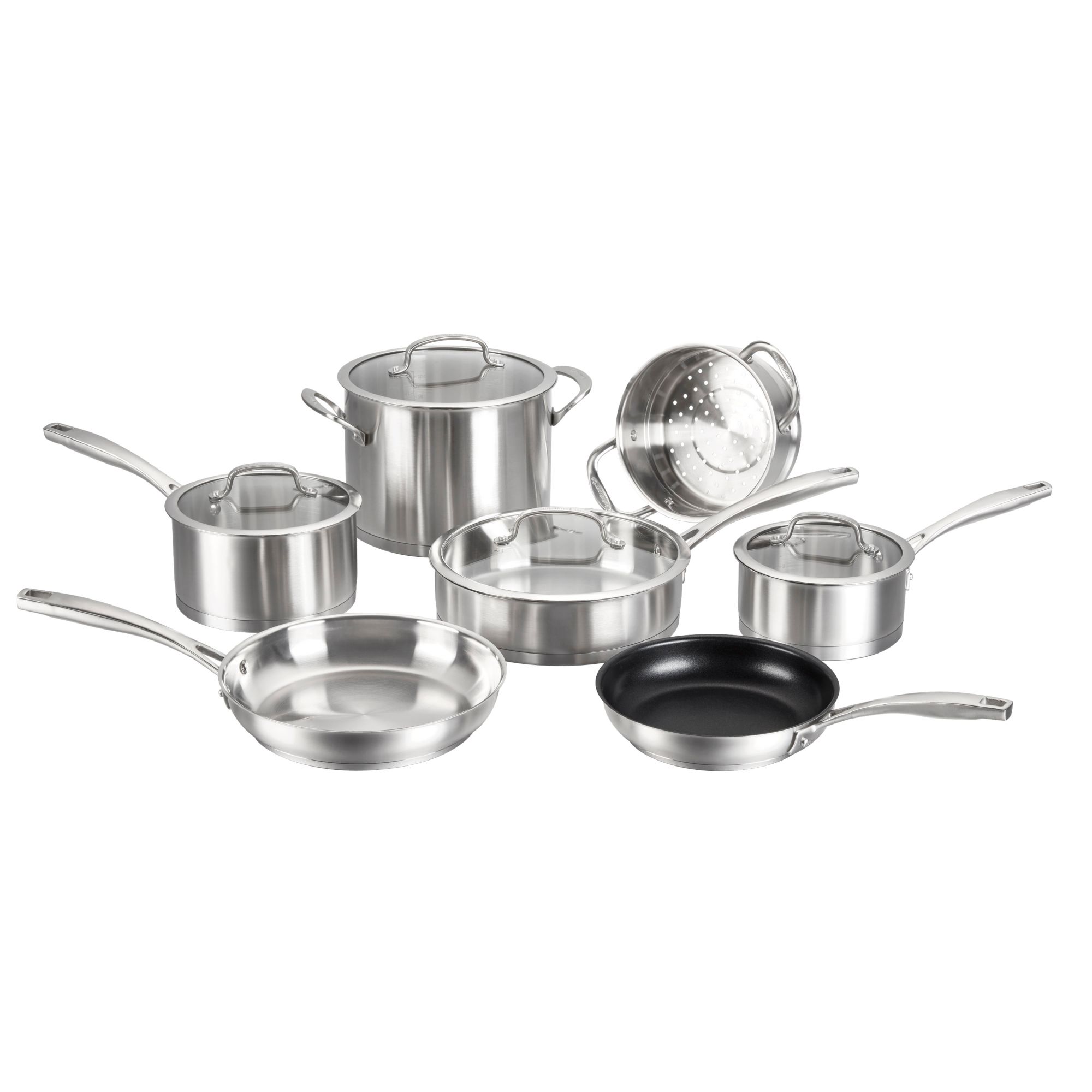 Cuisinart 11 Piece Conical Stainless Steel Induction Cookware Set, Stainless  Steel 