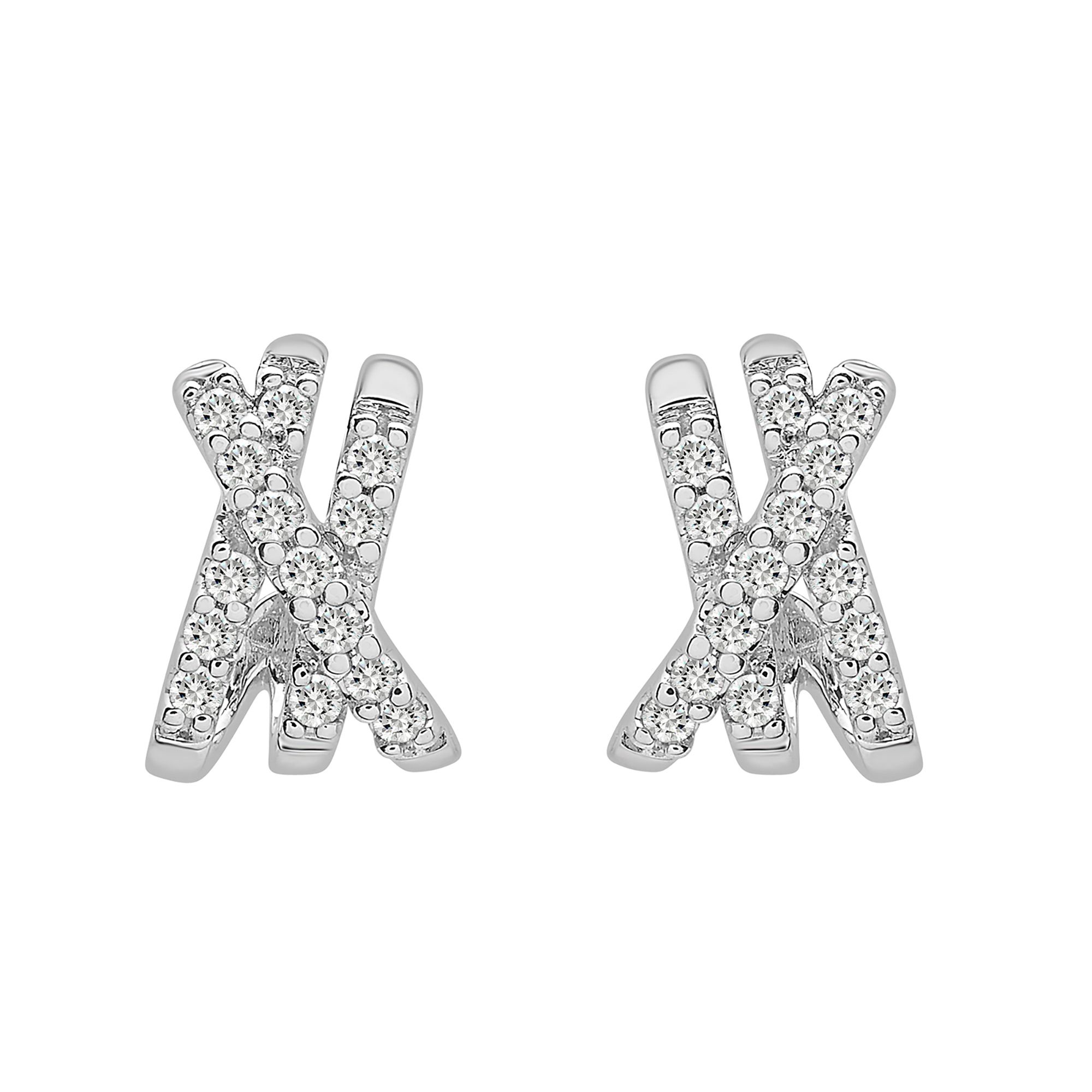 .25 ct. t.w. Diamond Huggie 3-Row Earrings in 14k White Gold