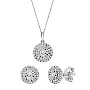 .33 ct. t.w. Diamond Miracle Plate Circle Pendant Earrings in 10k White Gold