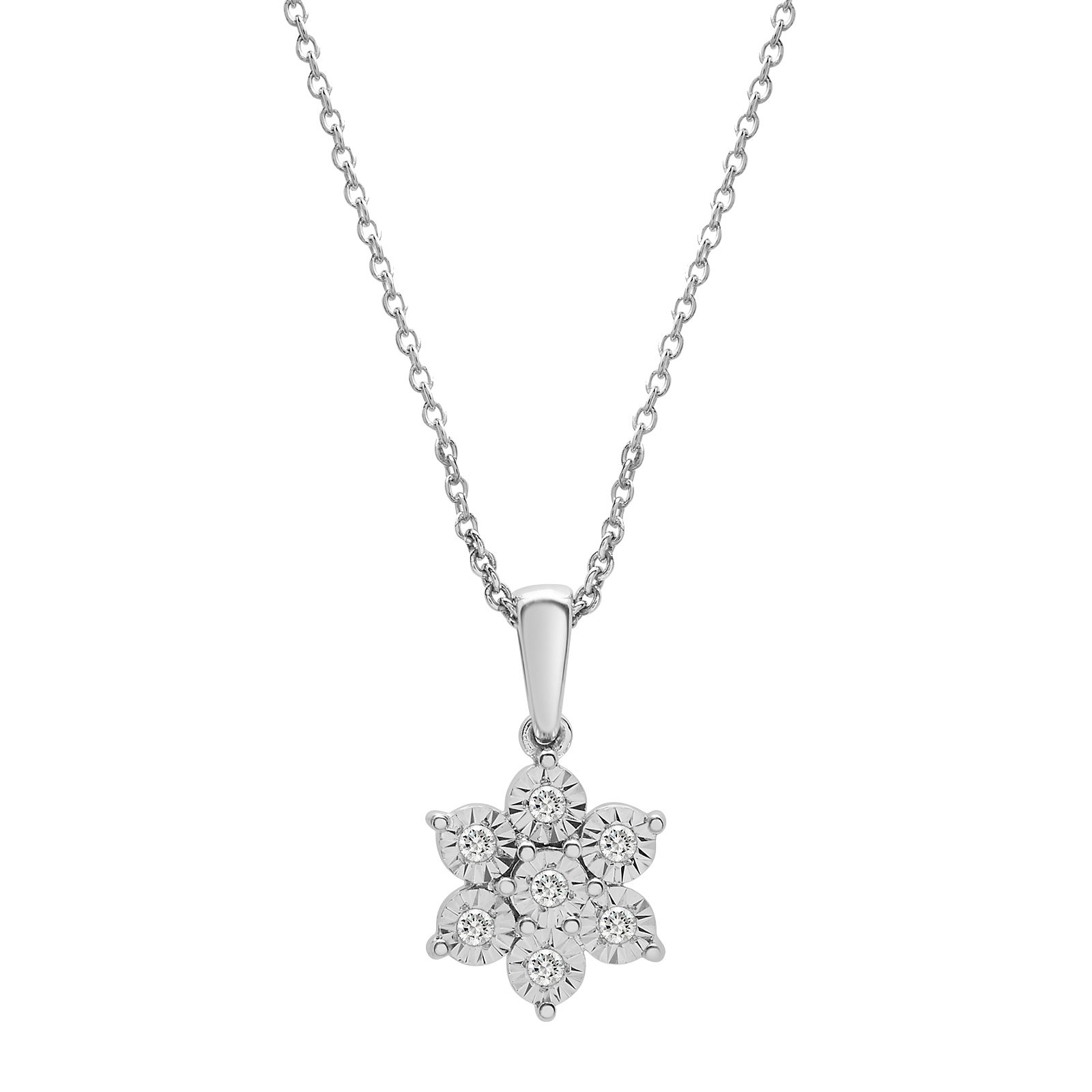 .10 ct. t.w. Diamond Miracle Plate Flower Pendant in Sterling Silver