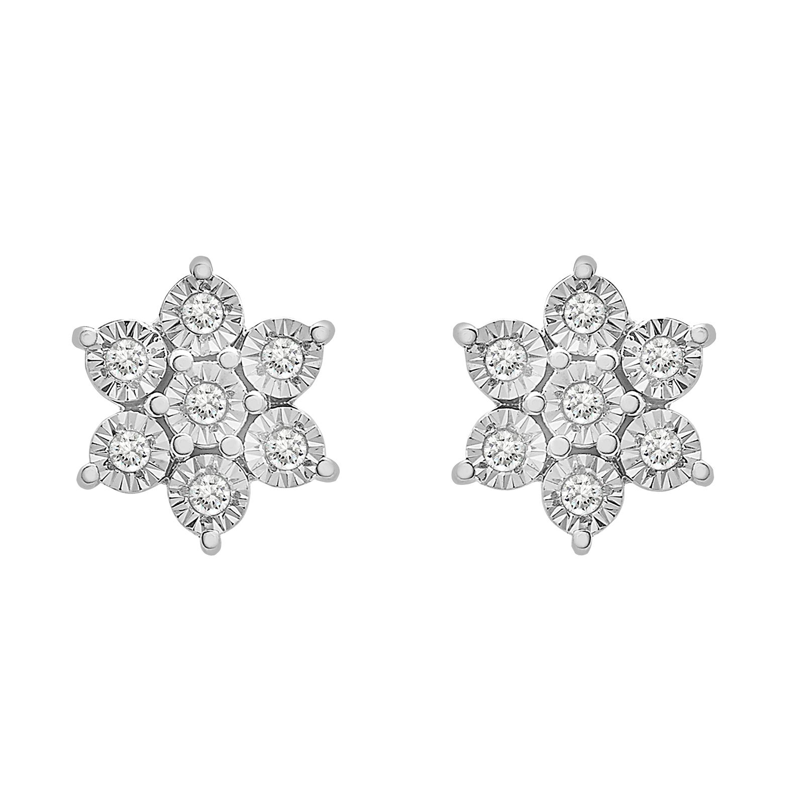 .10 ct. t.w. Diamond Miracle Plate Flower Earrings in Sterling Silver