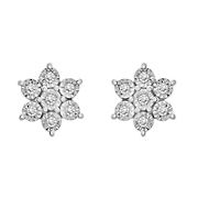 .10 ct. t.w. Diamond Miracle Plate Flower Earrings in Sterling Silver