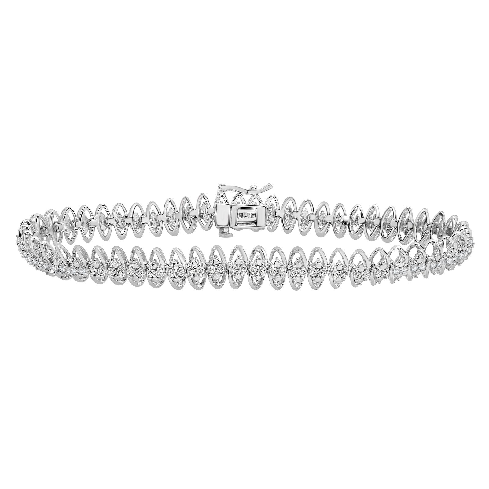 1 ct. t.w. Diamond Marquise Link Bracelet in Sterling Silver