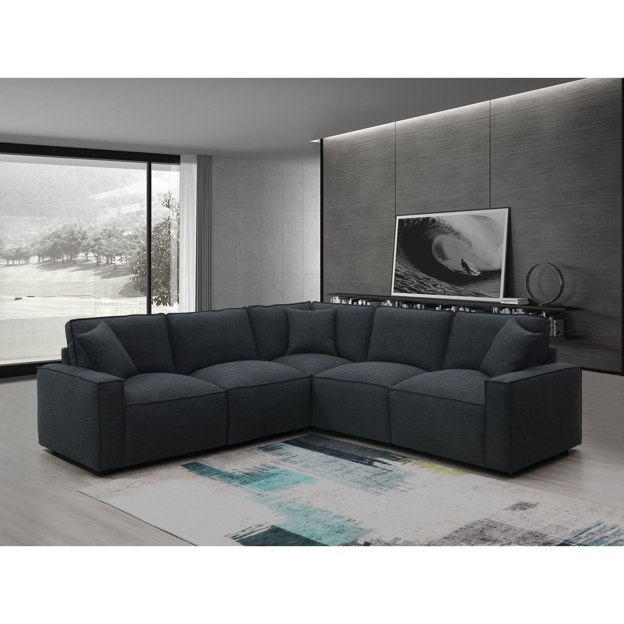 Global Furniture Stationary Sectional - Black